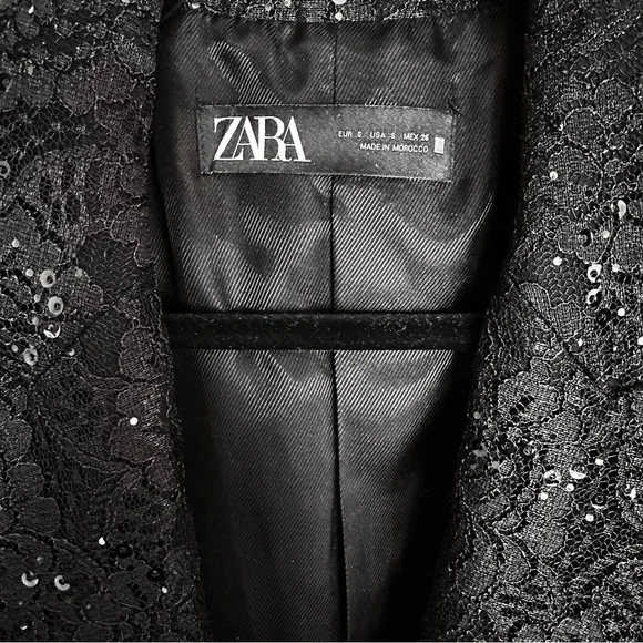 Zara lace sequin black blazer jacket - Picture 5 of 8